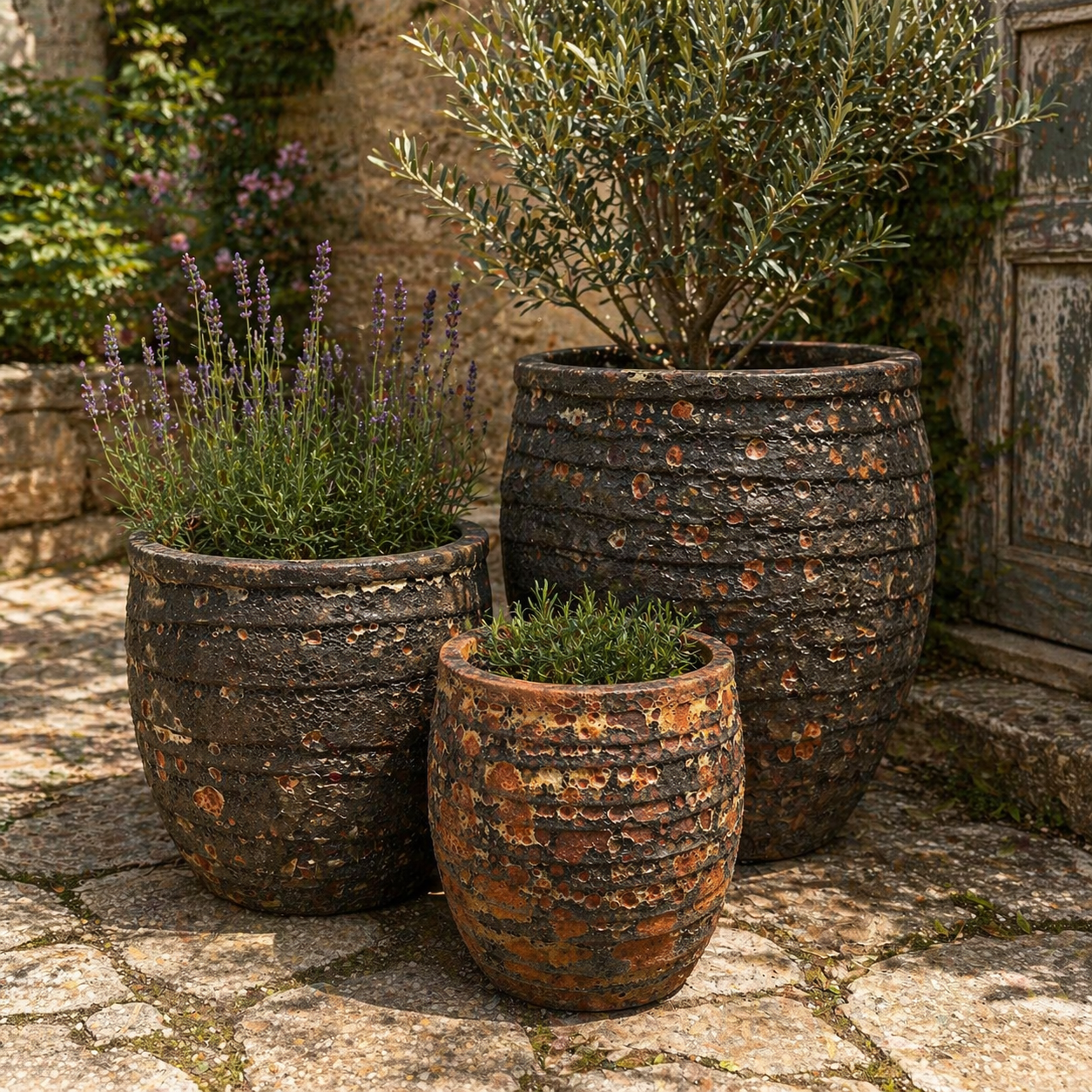 Atlantis Ribbed Jar Rust