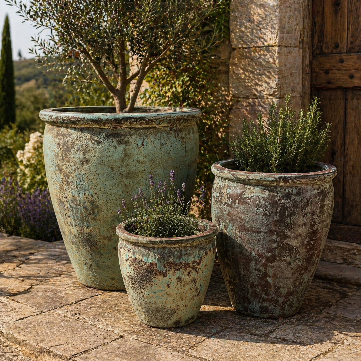 Atlantis Tall Urn Green Brown