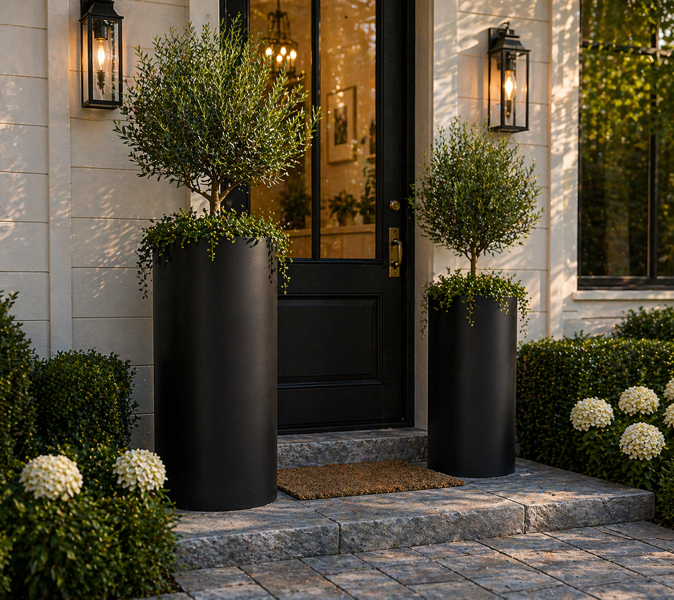 Cedar Tall Cylinder Pot Black