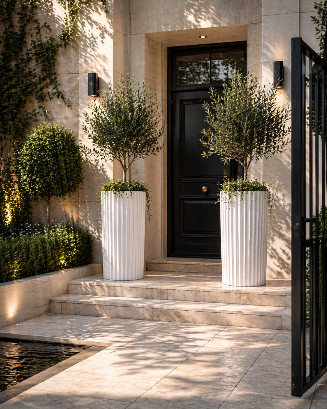 Cedar Tall Ribbed Cylinder White