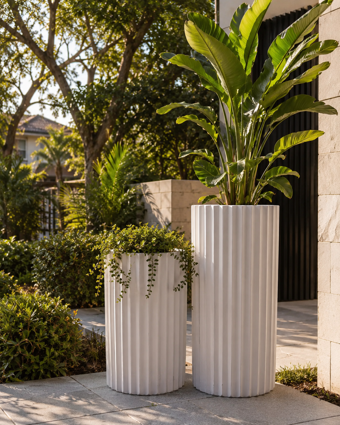 Cedar Tall Ribbed Cylinder White