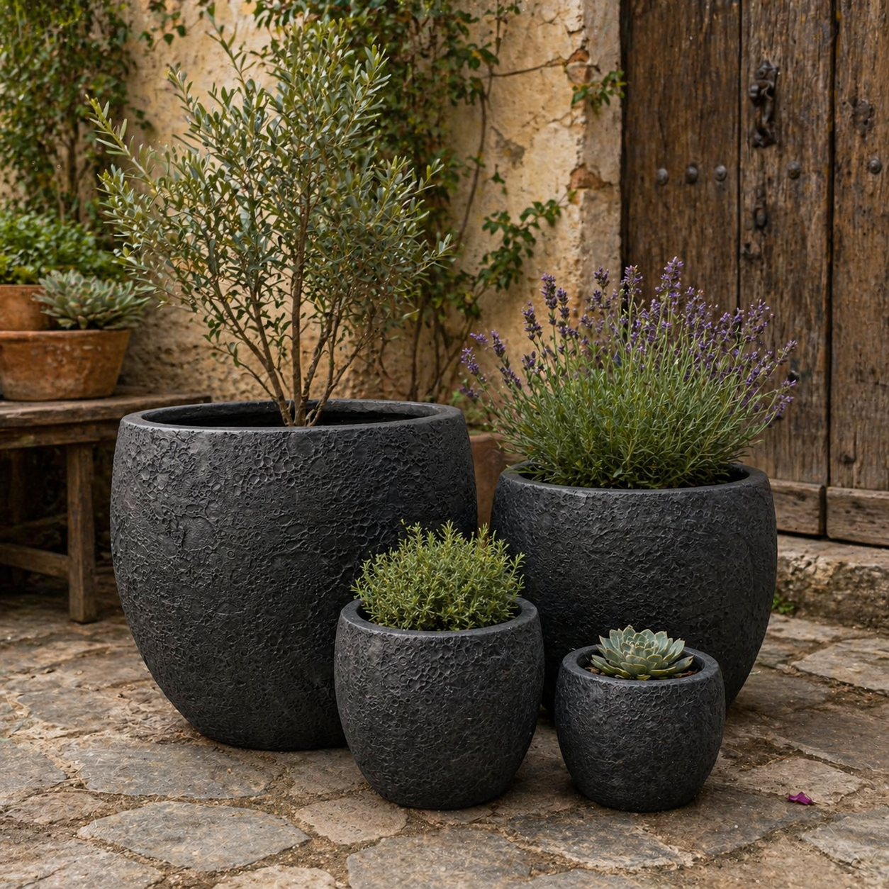 Senera Belly Egg Pot Volcano Dark Grey