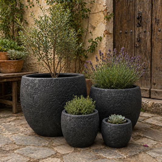 Senera Belly Egg Pot Volcano Dark Grey