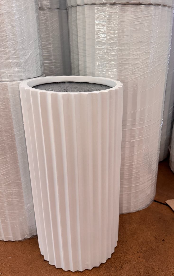 Cedar Tall Ribbed Cylinder White